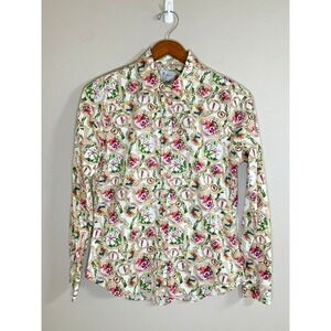 THE SHIRT by Rochelle Behrens Womens MEDIUM Colorful Long Sleeve Button Up Shirt